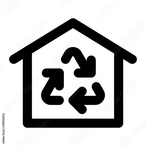 Eco House Recycling Line Icon Vector