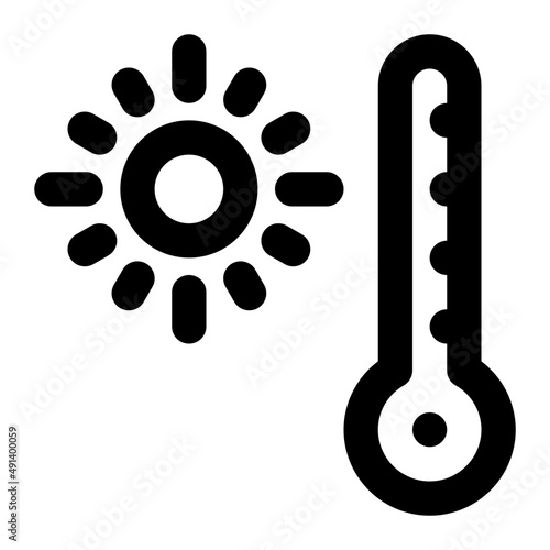 Hot Weather With Thermometer Line Icon Vector