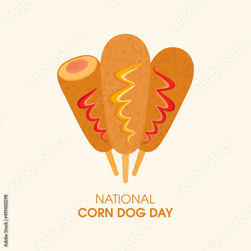 National Corn Dog Day vector. Corndog with ketchup and mustard icon vector. Delicious american food vector. Important day