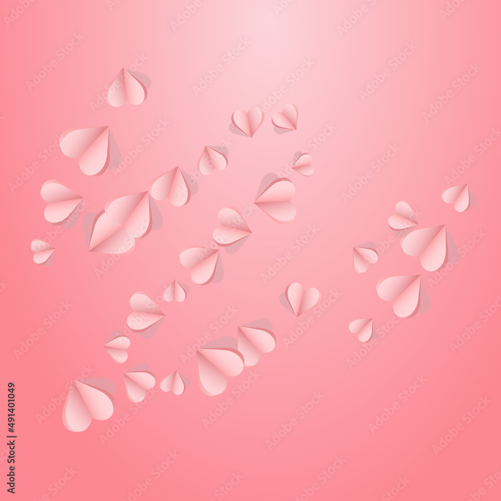 Red Heart Vector Pink  Backgound. Birthday Hearts