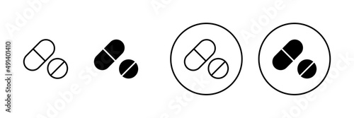 Pills icons set. capsule icon. Drug sign and symbol