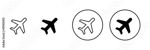 Plane icons set. Airplane sign and symbol. Flight transport symbol. Travel sign. aeroplane