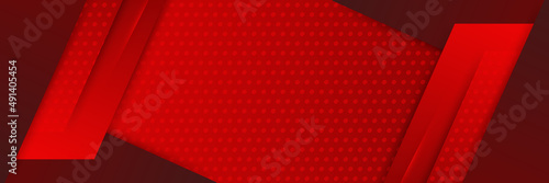 Abstract dark red metallic carbon neutral overlap light hexagon mesh design modern luxury futuristic technology background. Game tech wide banner vector illustration.