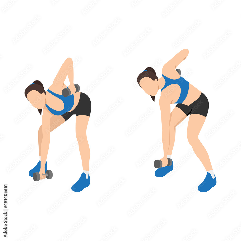 Woman doing Bow and arrow squat pull exercise. Flat vector illustration isolated on white background Woman doing Bow and arrow squat pull exercise. Flat vector illustration isolated on white background