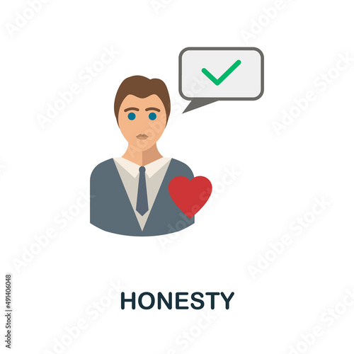 Honesty flat icon. Colored element sign from company value collection. Flat Honesty icon sign for web design, infographics and more.