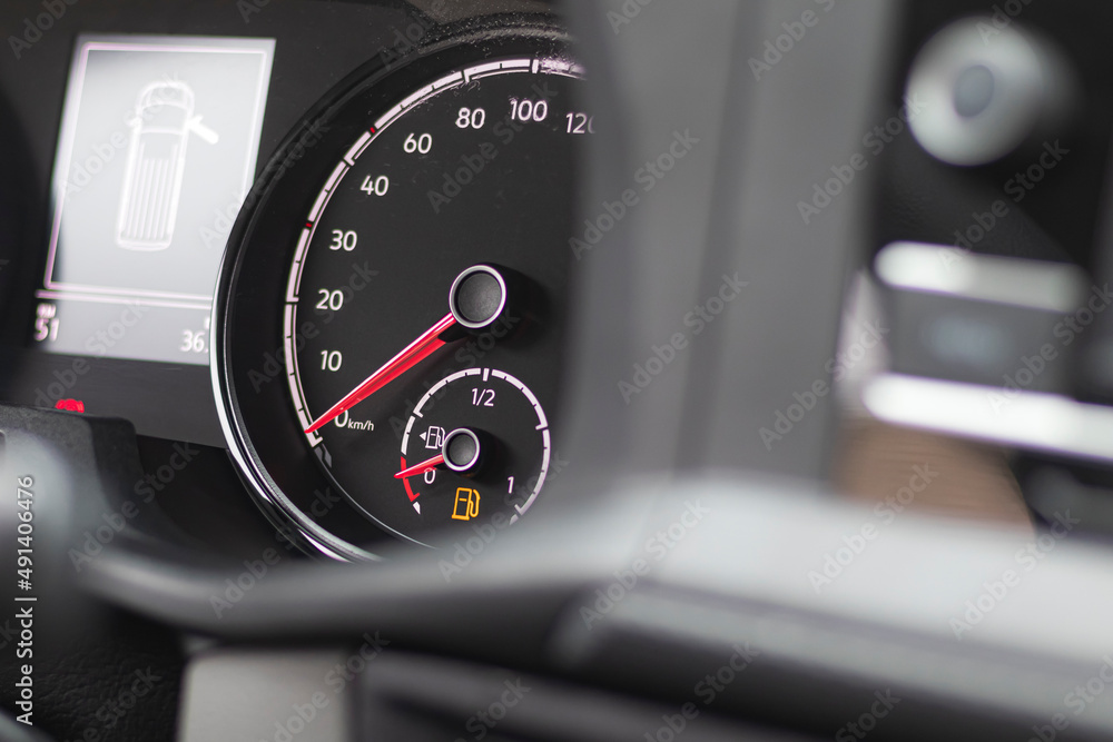 car. the dashboard. engine coolant temperature indicator. closeup