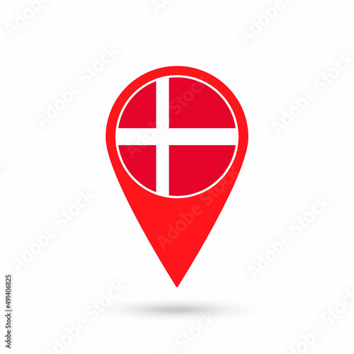 Free Download Map pointer with contry Denmark. Denmark flag. Vector illustration. - GFXLoad