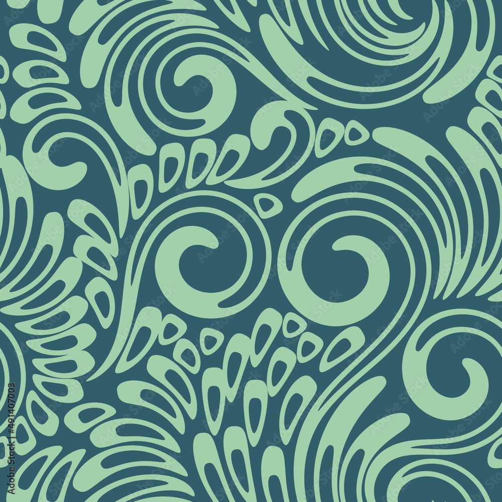 Fototapeta premium Vector seamless floral pattern. Brush curve elements background