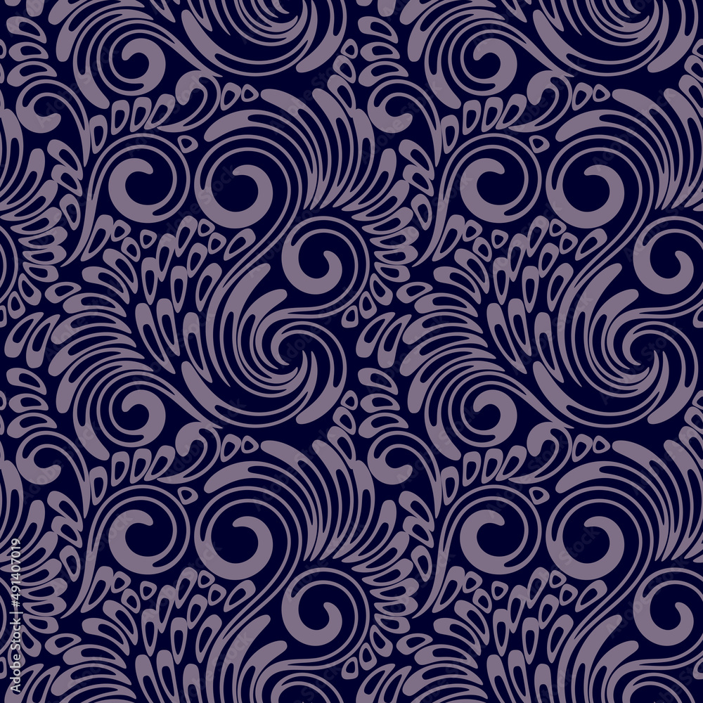 seamless floral pattern. Brush curve elements background