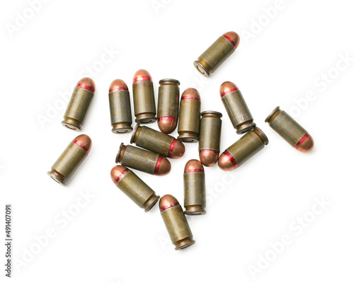 Iron bullets on a white background