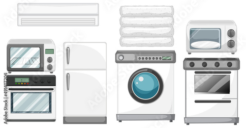Set of house electric objects in cartoon style