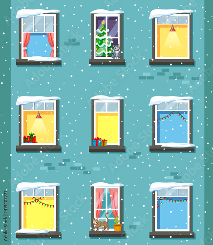 Apartment building with windows