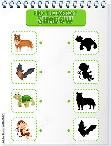 Matching Farm animal shadow worksheet