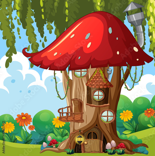 Mushroom tree house in the forest