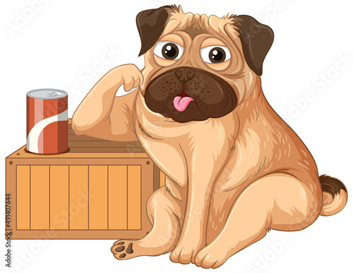 A Happy dog chilling on white background