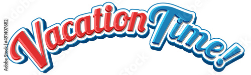 Vacation time text icon on white background