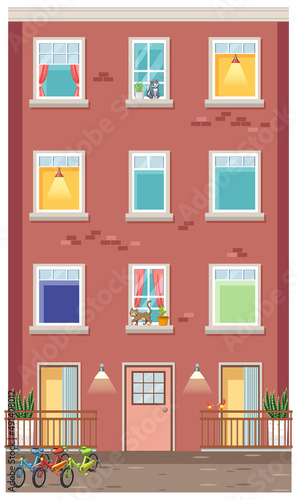 Apartment building with windows
