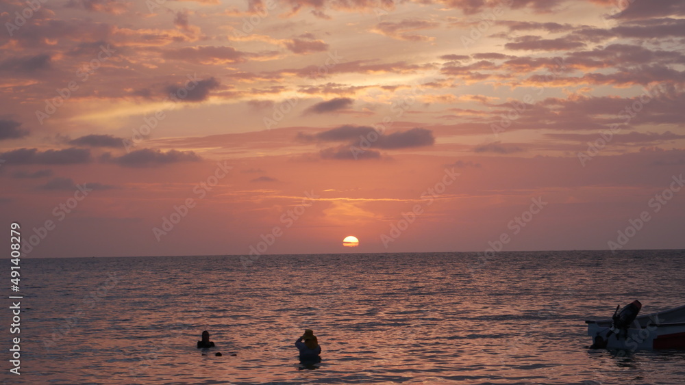 Sunset on the beach.