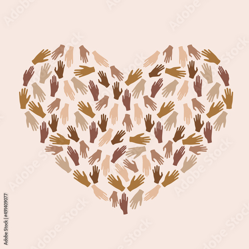 multicultural people, harmony, empowerment, community, teamwork, unity, equality between women of diverse cultures and different racial ethnicity. background with hands in heart shape