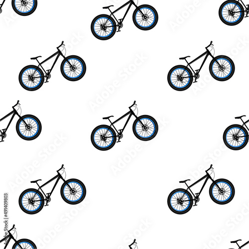 Bike. Seamless pattern with bicycle parts for print, web design. Vector image. 