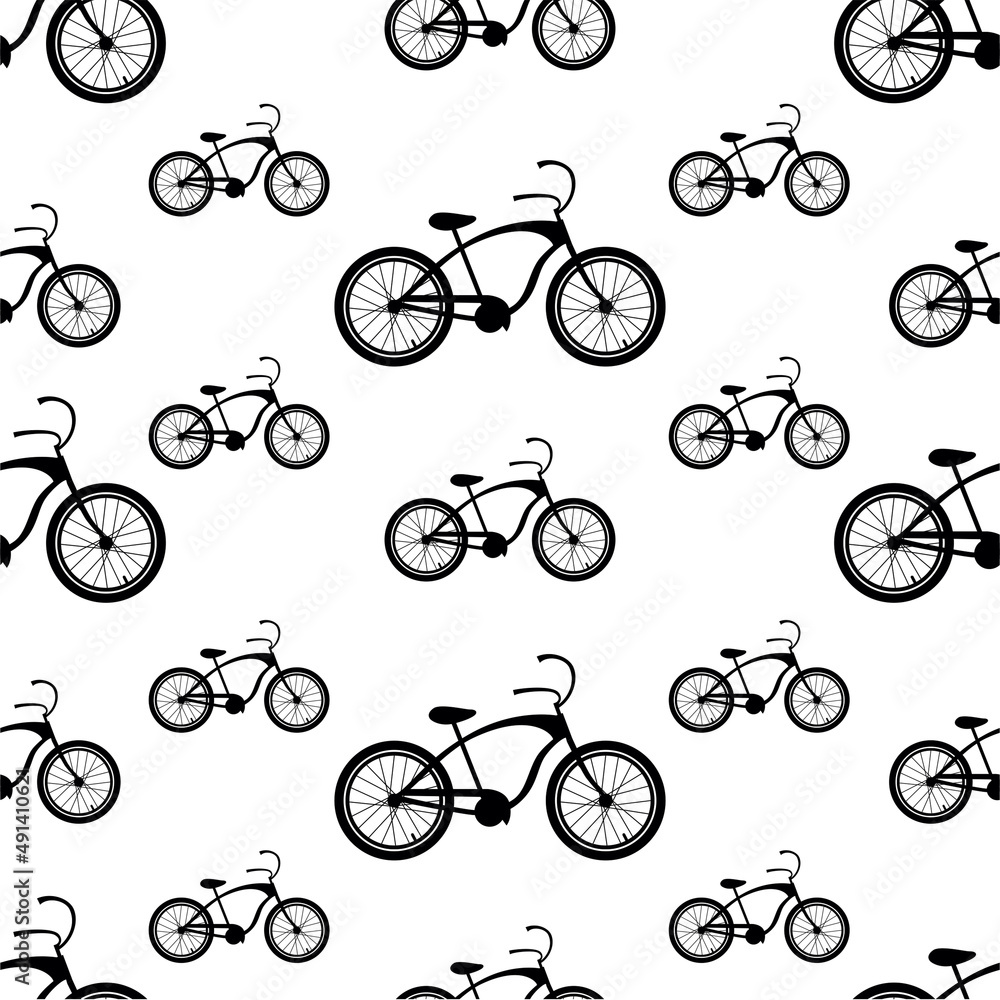 Bike. Seamless pattern with bicycle parts for print, web design. Vector image. Bike. Seamless pattern with bicycle parts for print, web design. Vector image.