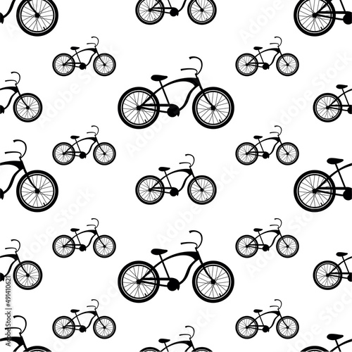 Bike. Seamless pattern with bicycle parts for print, web design. Vector image. 