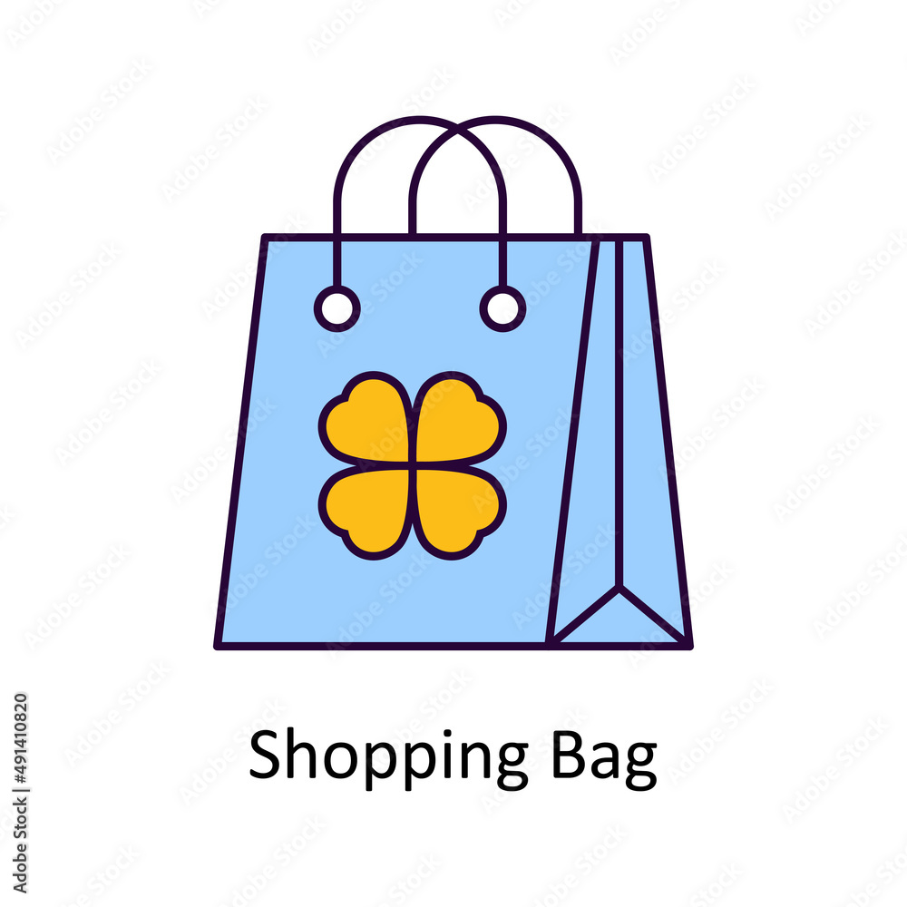 Shopping Bag Vector Filled Outline Icon Design illustration. St Patrick's Day Symbol on White background EPS 10 File