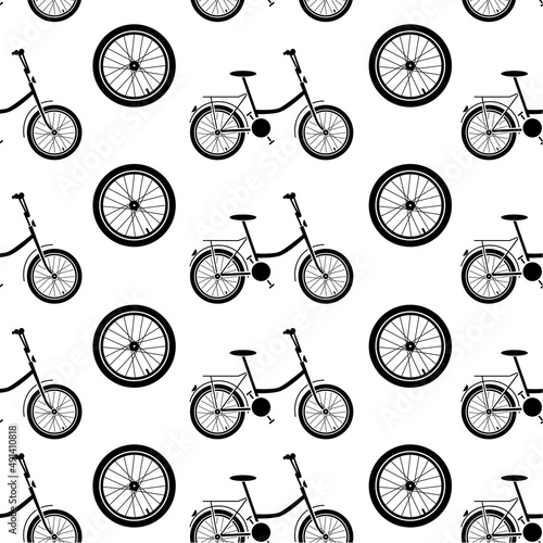 Bike. Seamless pattern with bicycle parts for print, web design. Vector image. 