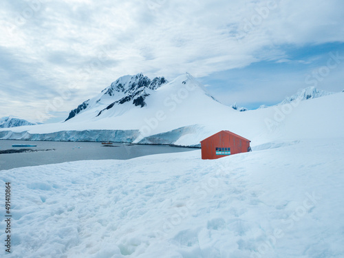 Argentinian station standing at Damoy Point, near Port Lockroy, Palmer Archipelago, Antartctic Peninsula, Antarctica