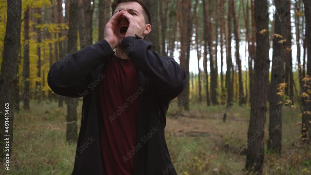 a lost man in the forest screams and asks for help a lost man in the forest screams and asks for help