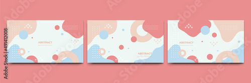 Abstract colorful Memphis flat geometric shapes background. Abstract composition with lines square dot triangle circle and wavy flat style. Design for poster, presentation, card, cover, banner.
