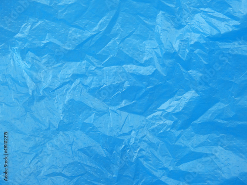 blue plastic bag texture, crumpled background
