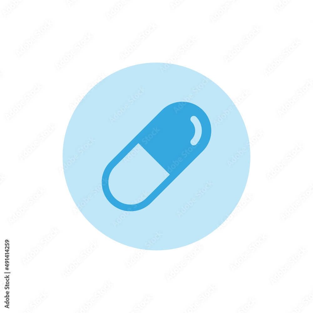 Blue pill icon vector with white background Blue pill icon vector with white background