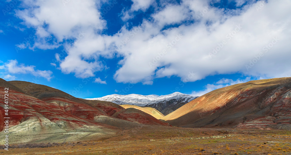 Colored red mountains in the Khizi region in Azerbaijan