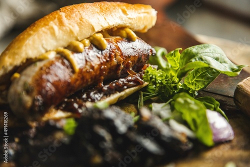 sausage roll with mustard