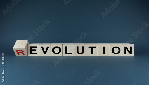 Evolution or Revolution. Business or rapid development concept in different industries