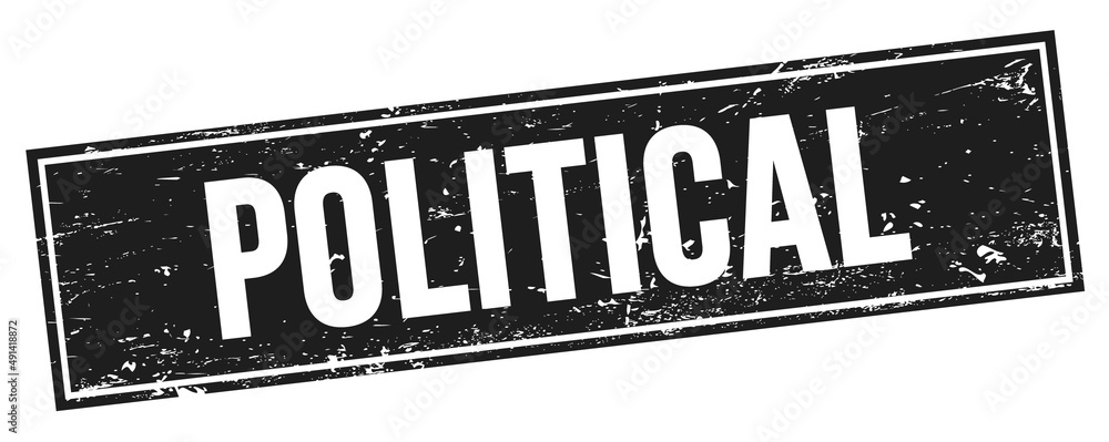 Fototapeta premium POLITICAL text on black grungy rectangle stamp.