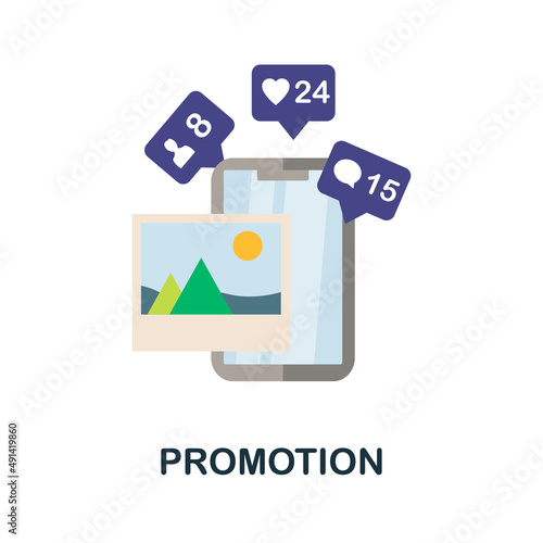 Fototapeta Naklejka Na Ścianę i Meble -  Promotion flat icon. Colored element sign from creative professions collection. Flat Promotion icon sign for web design, infographics and more.