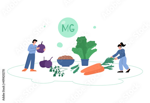 Magnesium natural food banner template flat vector illustration isolated.