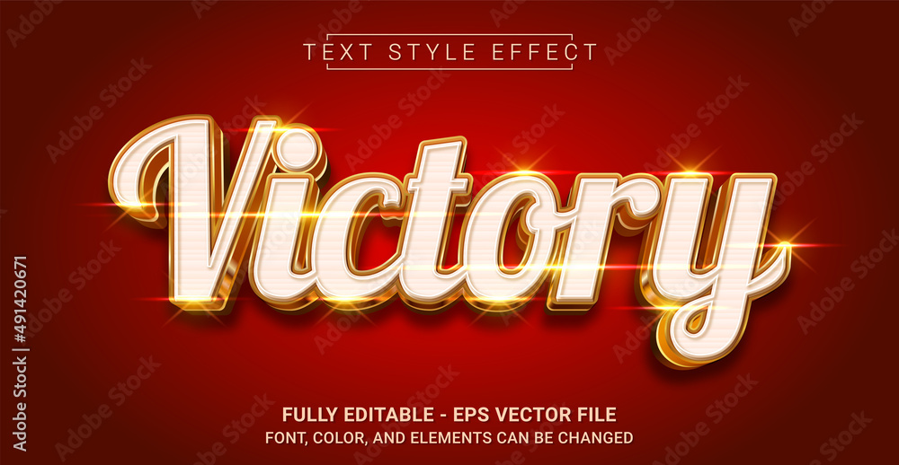 Golden Victory Text Style Effect. Editable Graphic Text Template.