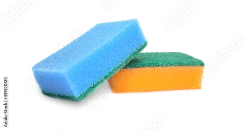 Sponges for dishes isolated on a white background