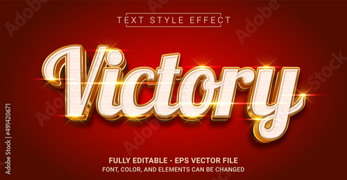 Wallpaper Mural Golden Victory Text Style Effect. Editable Graphic Text Template.