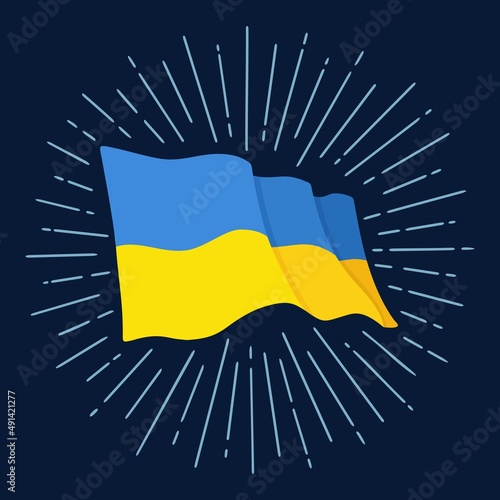 Firework and ukrainian flag. Vector color illustration