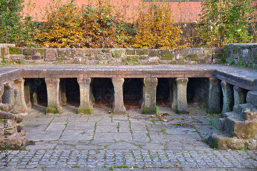 Ruins of a roman bath in the Roman Gardens in Chester,UK. photo
