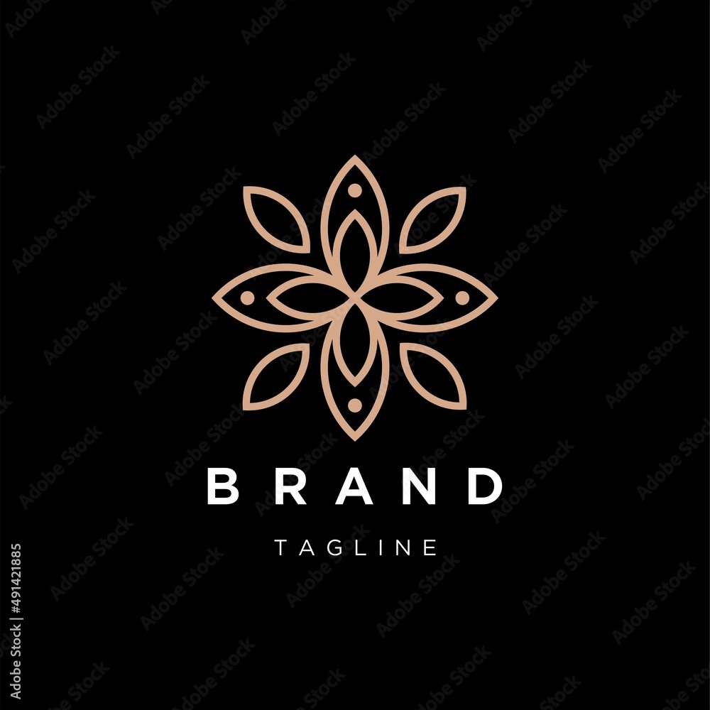 Abstract Line Ornament Logo Designs. Abstract Flower Logo Design Template.