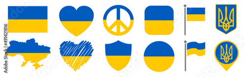 Set yellow blue signs in flag Ukraine colors – stock vector