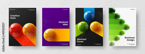 Isolated placard A4 vector design layout set. Modern realistic balls book cover illustration composition.
