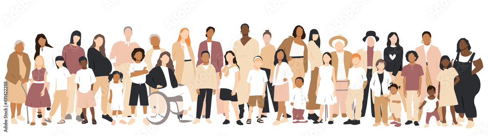Multicultural group of mothers with kids collection. Flat vector illustration. Multicultural group of mothers with kids collection. Flat vector illustration.