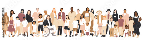 Multicultural group of mothers with kids collection. Flat vector illustration.	