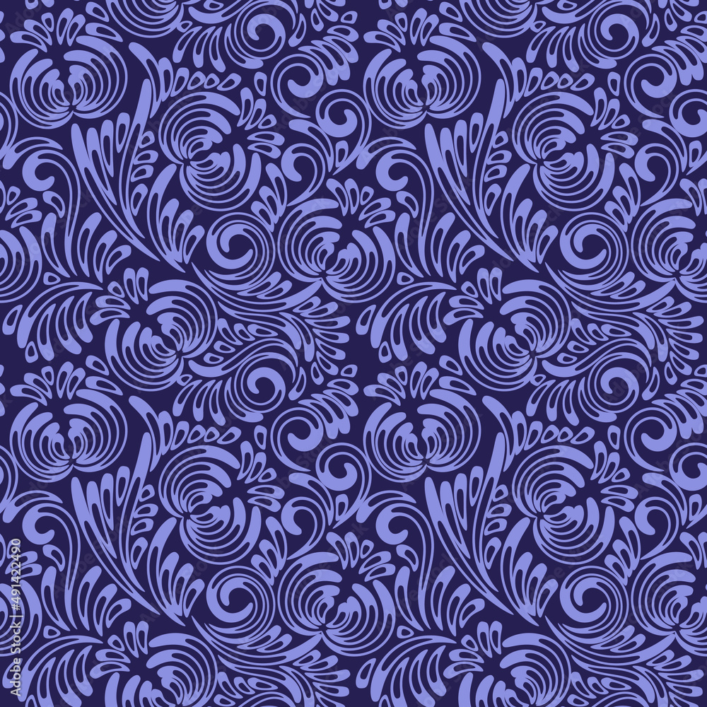Vector seamless floral curve element pattern